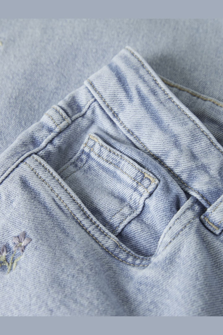 Name It - Nkfrose Wide Emb Jeans 2010-Fr - 4891113 Light Blue Denim Flower Embroidery
