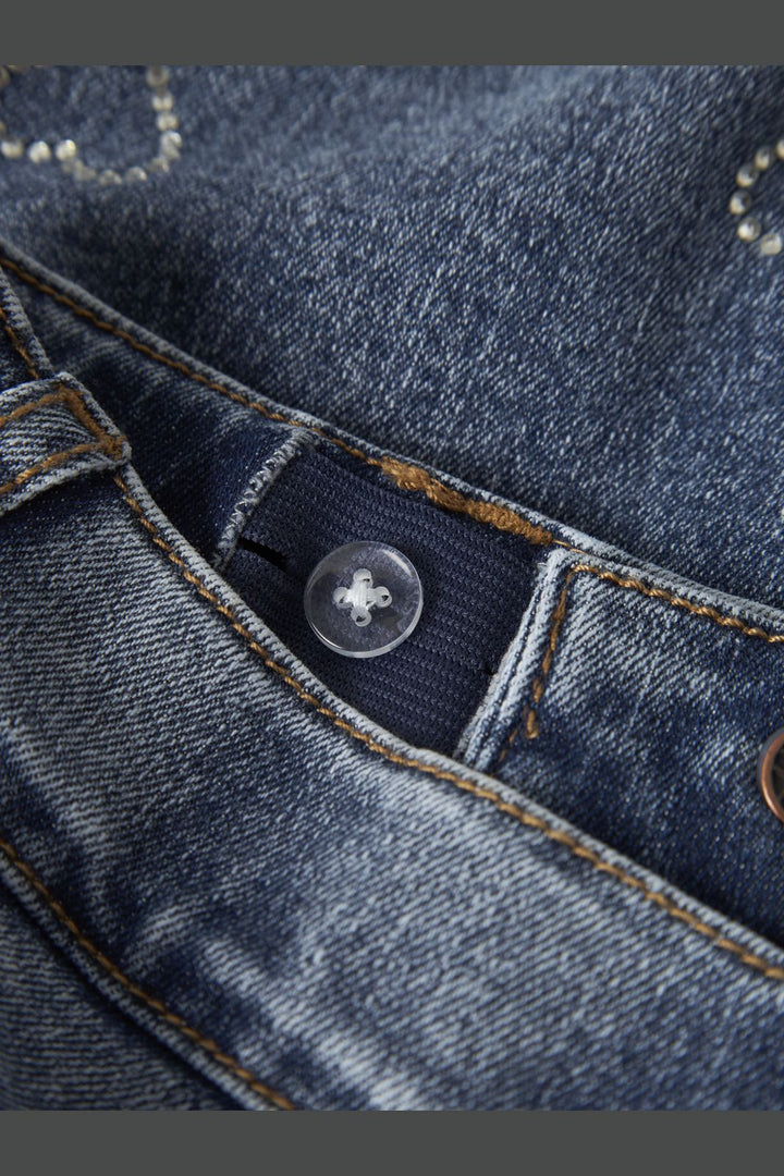 Name It - Nkfrose Wide Rhinestone Jeans 4417-Im T - 4912053 Denim Blue Rhinestone Bows