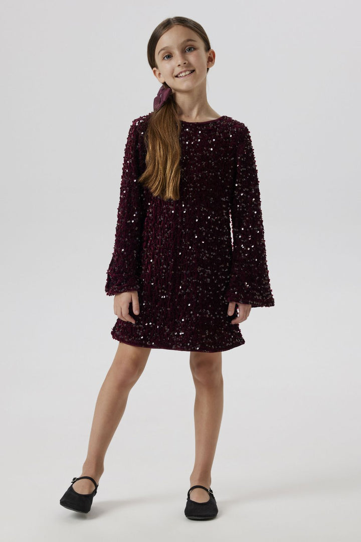 Name It - Nkfrusitta Ls Dress - 4881798 Burgundy Black Bow