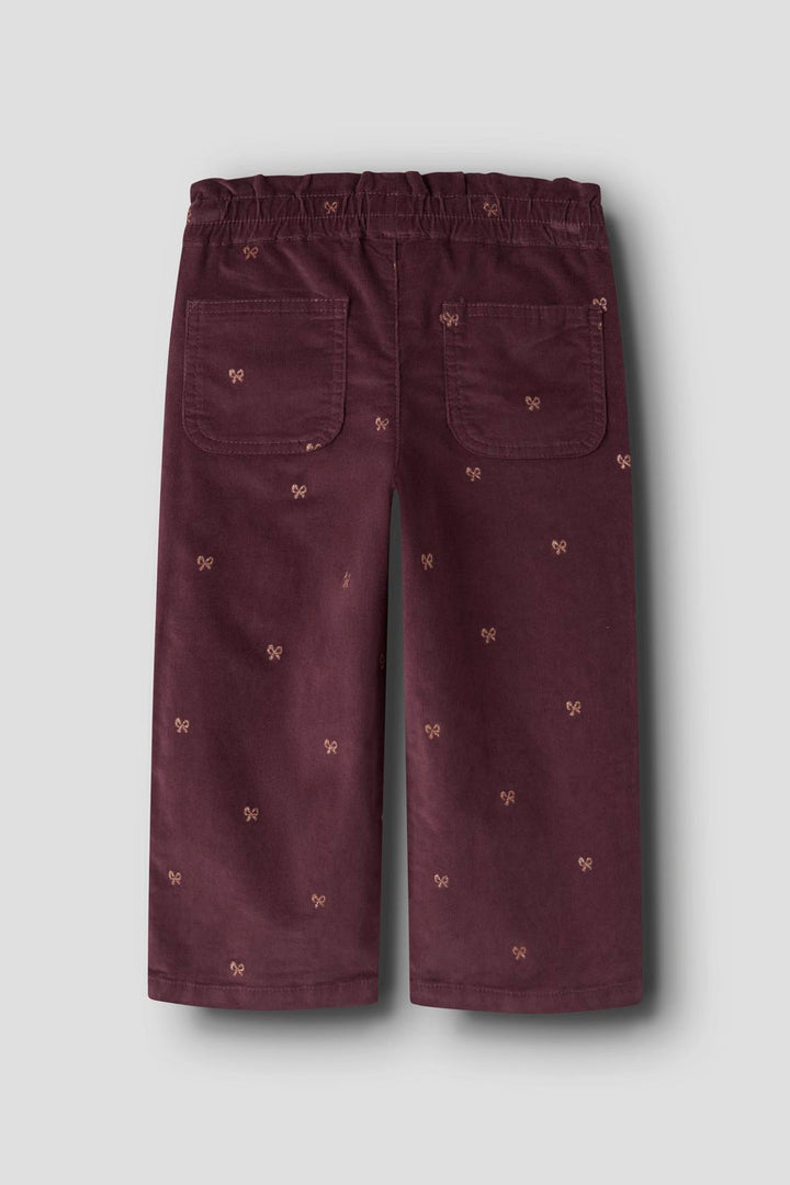 Name It - Nmfbella Wide Cord Glitter Pants 4510-Yt - 5204724 Catawba Grape Glitter Bow