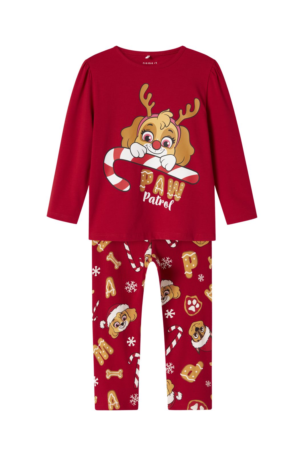 Name It - Nmfsarba Paw Ls Nightset - 4842022 Barbados Cherry