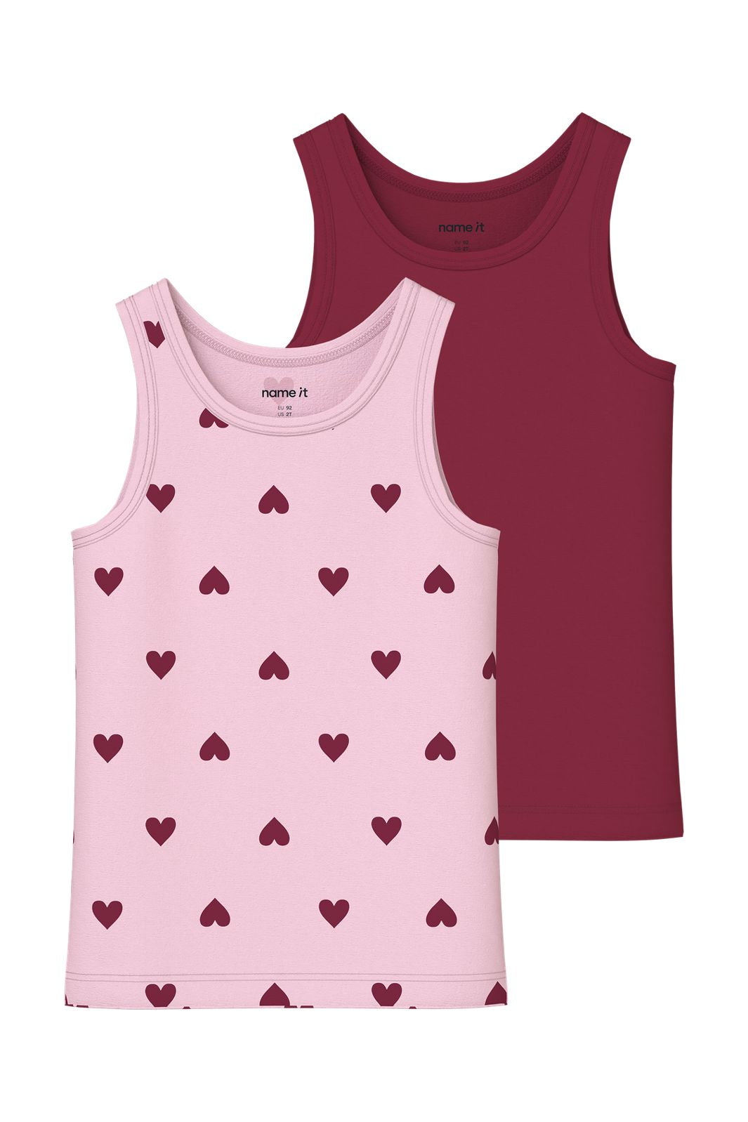 Name It - Nmftank Top Cutie Heart - 5098816 Parfait Pink W/ Rumba Red