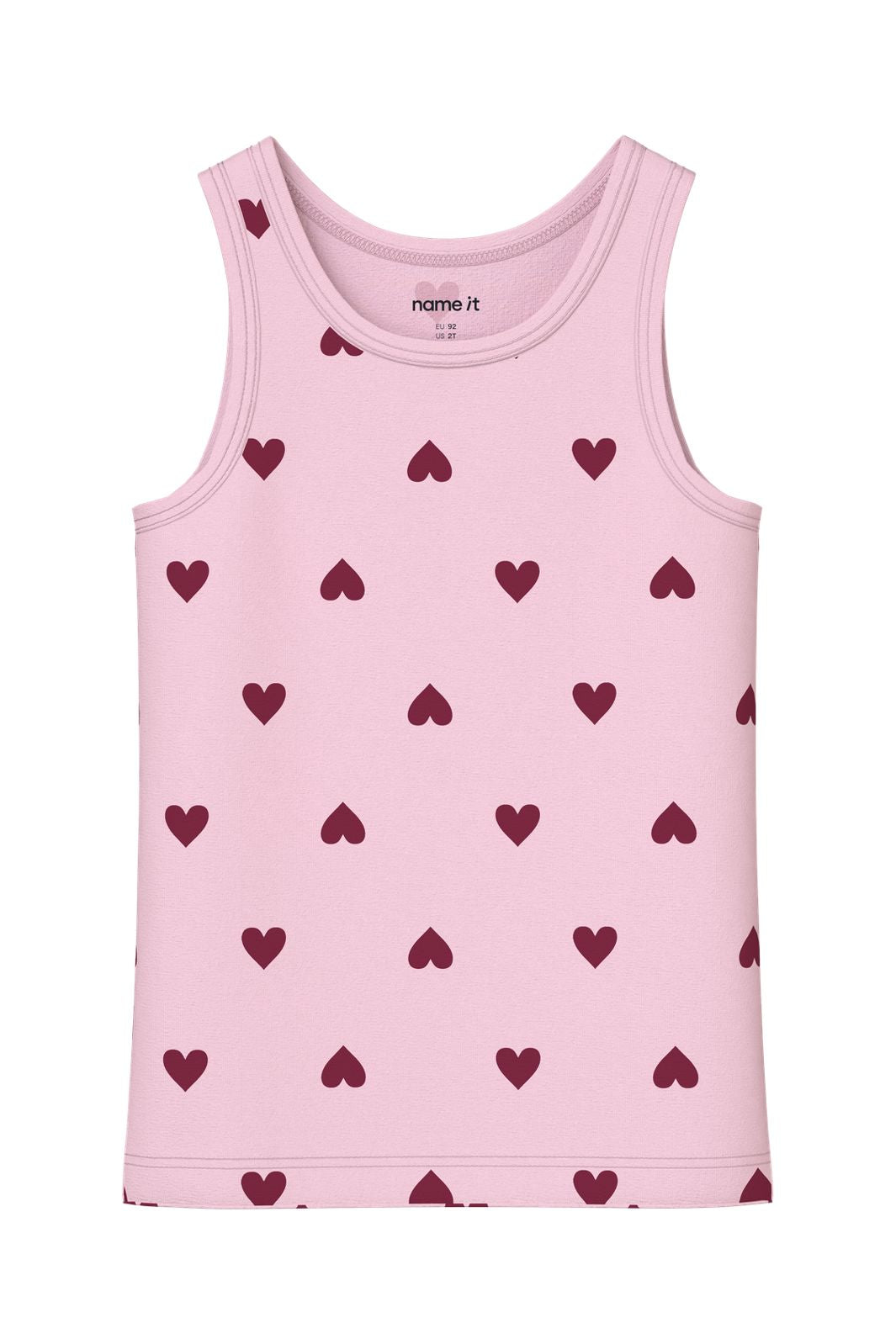 Name It - Nmftank Top Cutie Heart - 5098816 Parfait Pink W/ Rumba Red