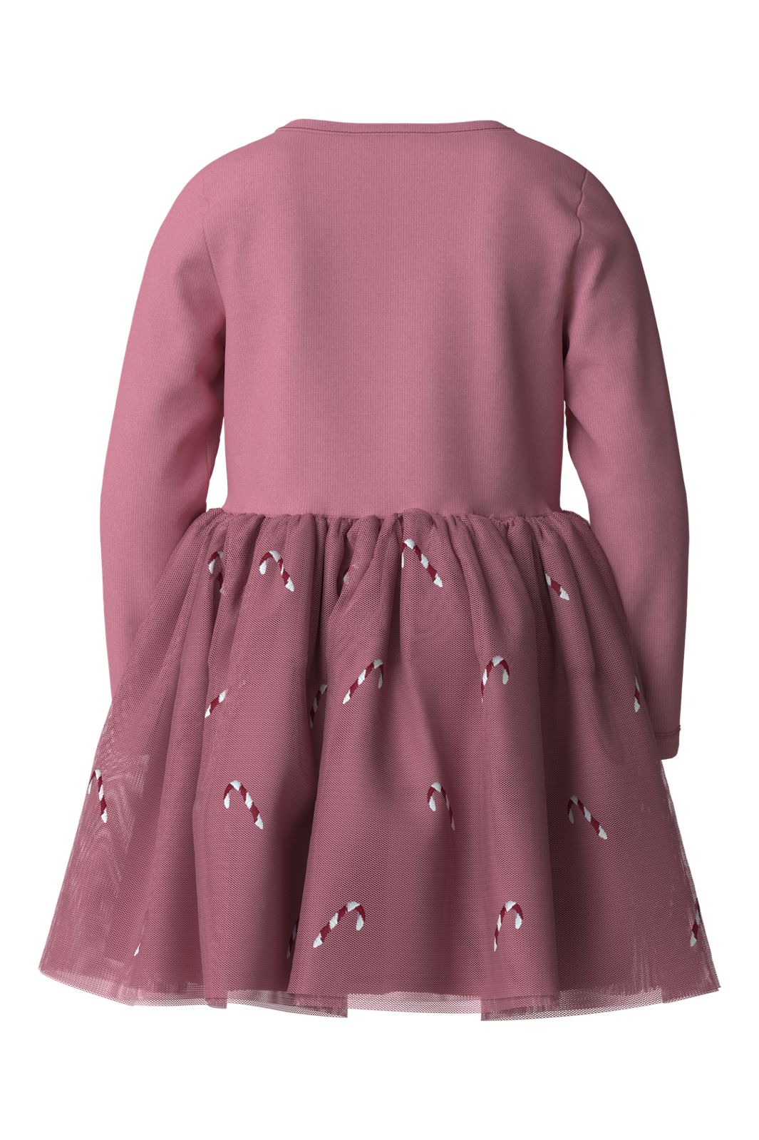 Name It - Nmfveross Ls Tulle Dress - 5096781 Wild Rose Candy Canes