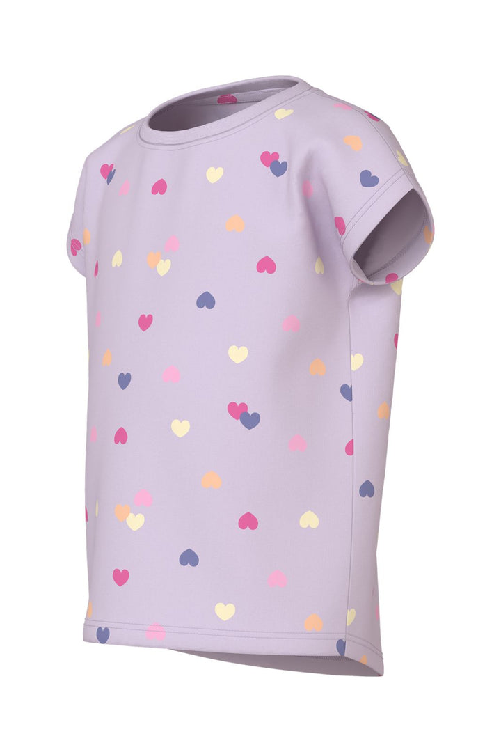 Name It - Nmfvigga Capsl Top - 5058596 Lavender Fog Colorful Hearts