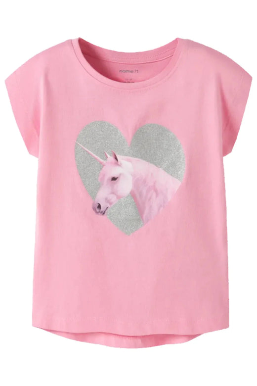Name It - Nmfvotia Capsl Top - 5058356 Pink Drink Glitter Unicorn T-shirts 