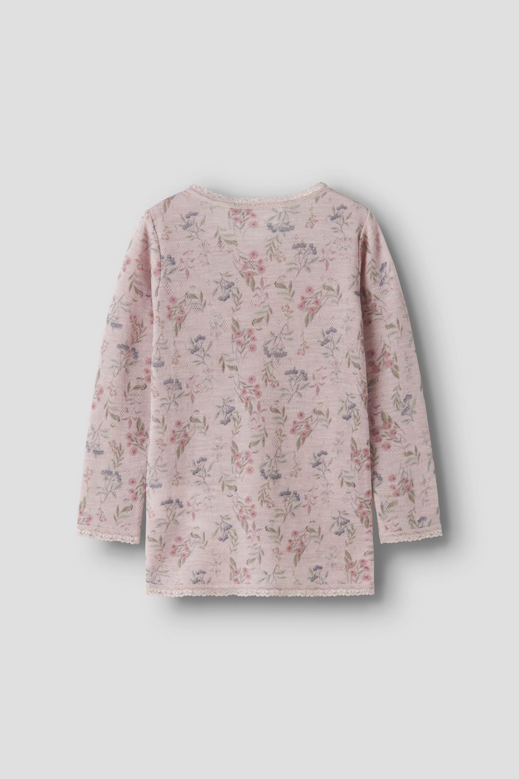 Name It - Nmfwang Wool Needle Ls Top - 4968470 Violet Ice Flowers + Leafs
