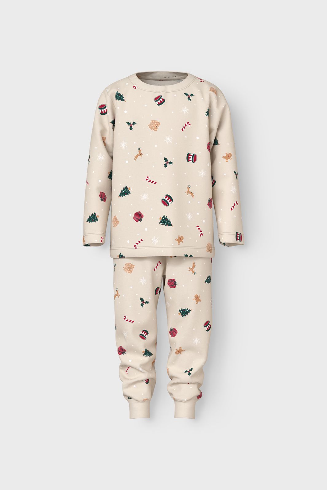 Name It - Nmnvismas Ls Nightset - 4918965 Whitecap Gray Xmas Aop
