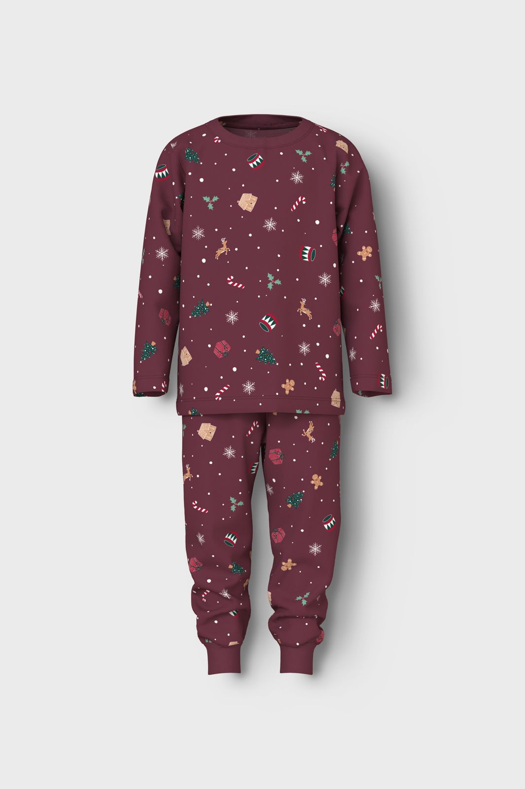 Name It - Nmnvismas Ls Nightset - 4918966 Burgundy Xmas Aop