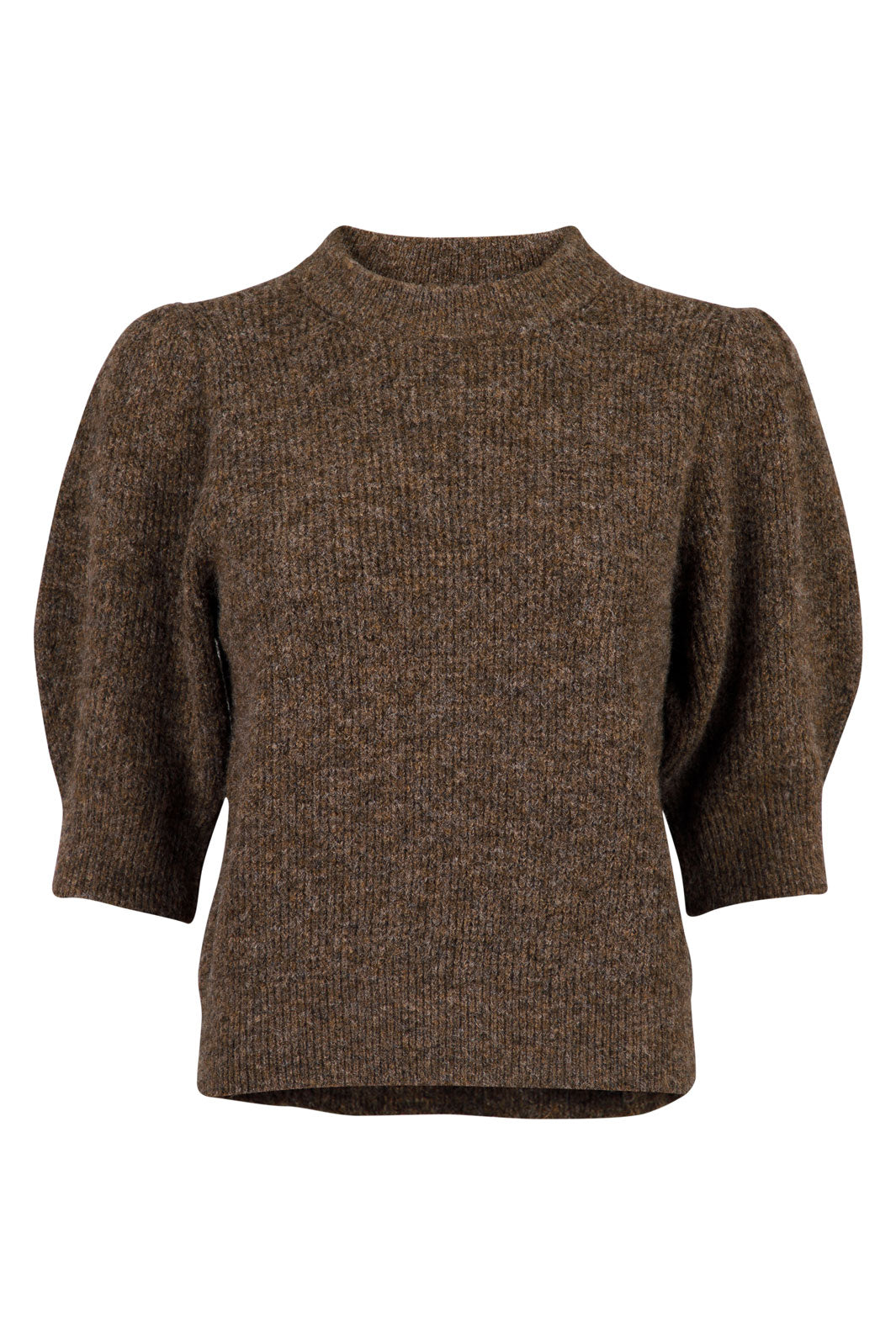 Neo Noir - Abi N Stitch Blouse - Mocca Melange Strikbluser 