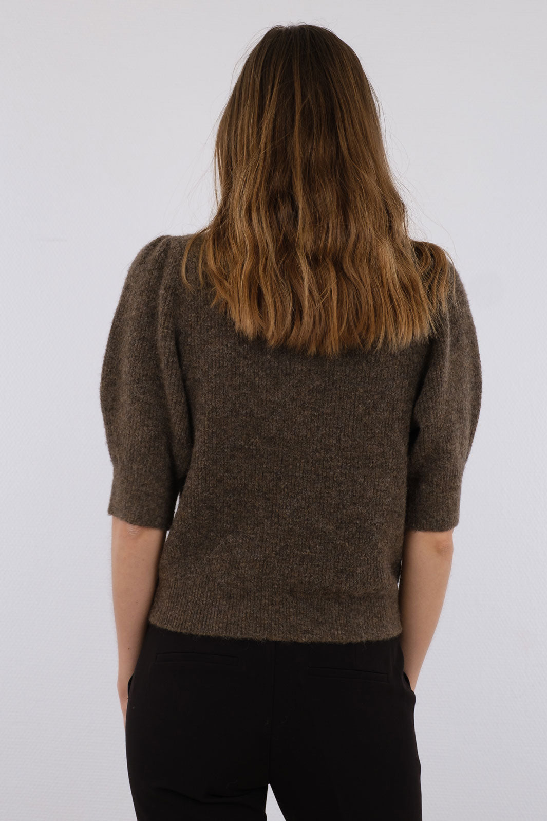 Neo Noir - Abi N Stitch Blouse - Mocca Melange Strikbluser 