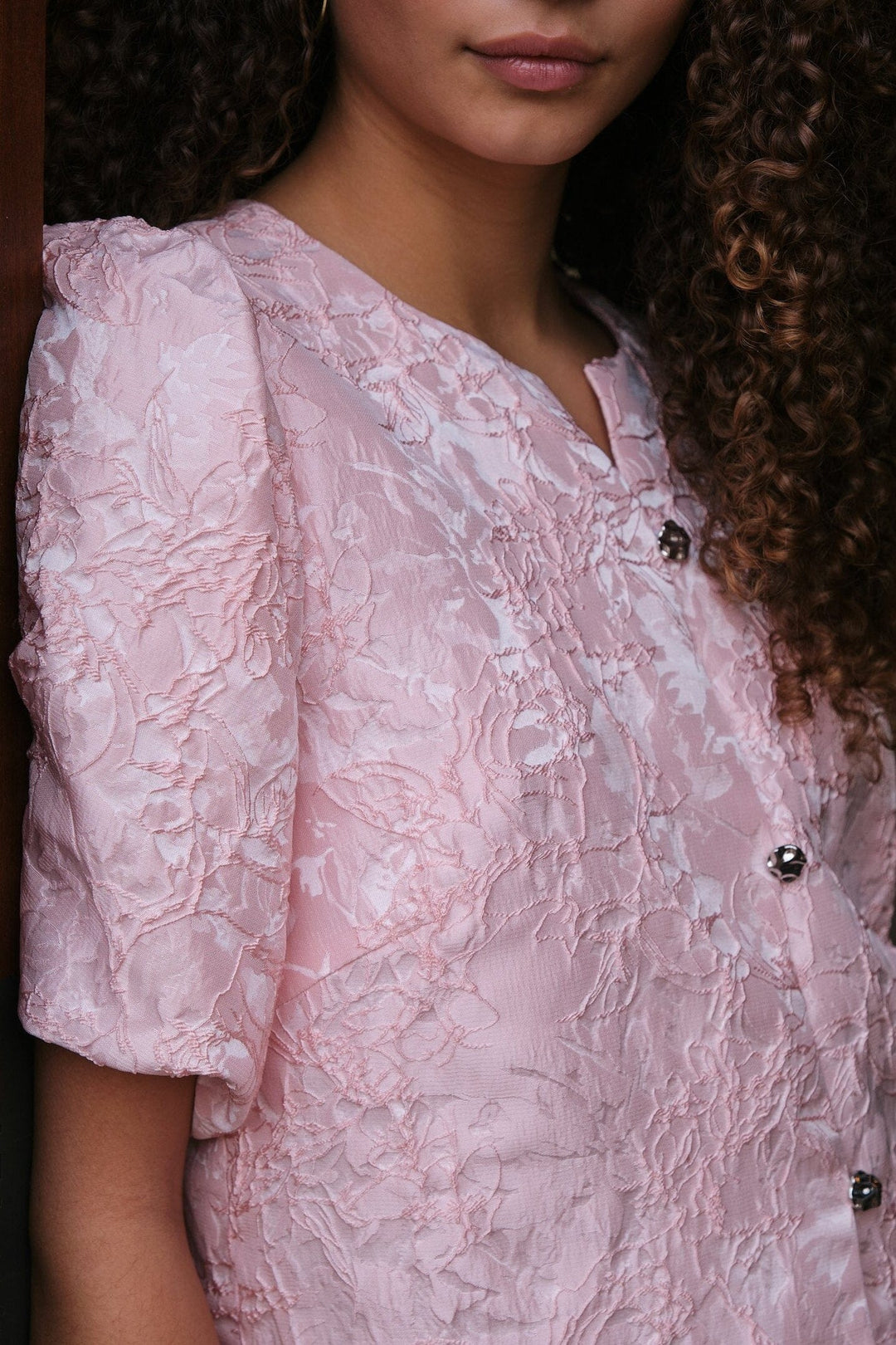 Neo Noir - Aisa Soft Brocade Blouse 168844 - 754 - Light Pink Bluser 