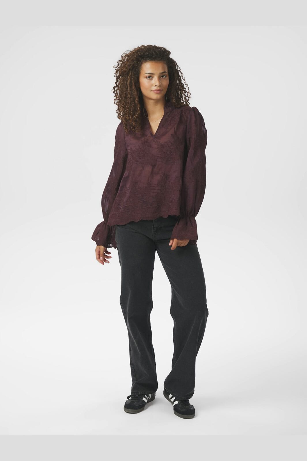Neo Noir - Amara Big Embroidery Blouse 163032 - 174 - Burgundy