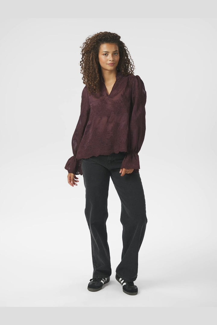Neo Noir - Amara Big Embroidery Blouse 163032 - 174 - Burgundy