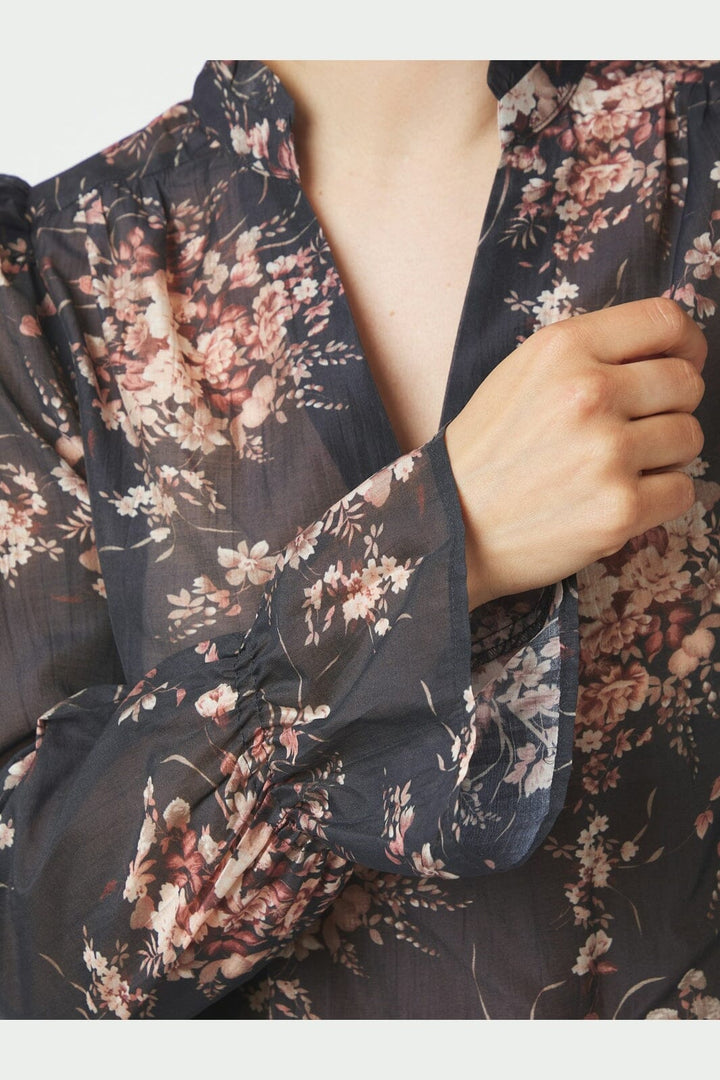Neo Noir - Amara Garden Flower Blouse 170134 - 702 - Dark Navy