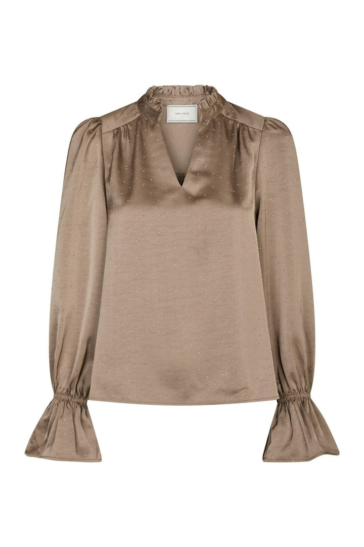 Neo Noir - Amara Heavy Satin Bedaz Blouse 166578 - 811 - Dark Taupe