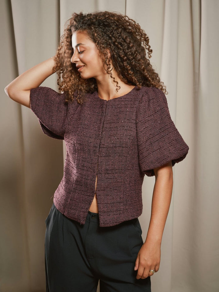 Neo Noir - Anela Boucle Glitz Blouse 170360 - 682 - Wine Bluser 