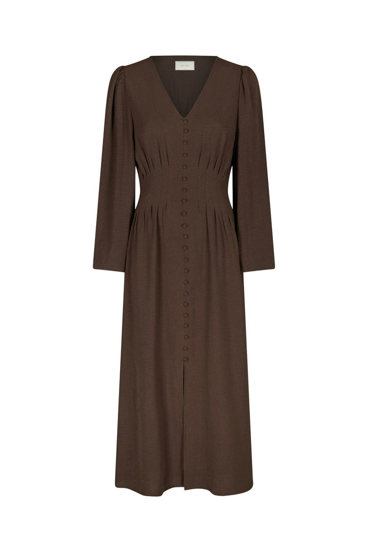 Neo Noir - Annelie Solid Crepe Dress 169135 - 676 - Dark Brown