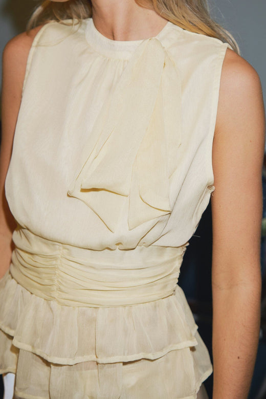 Neo Noir - Ansol Solid Chiffon Top 166671 - 191 - Light Yellow Toppe 