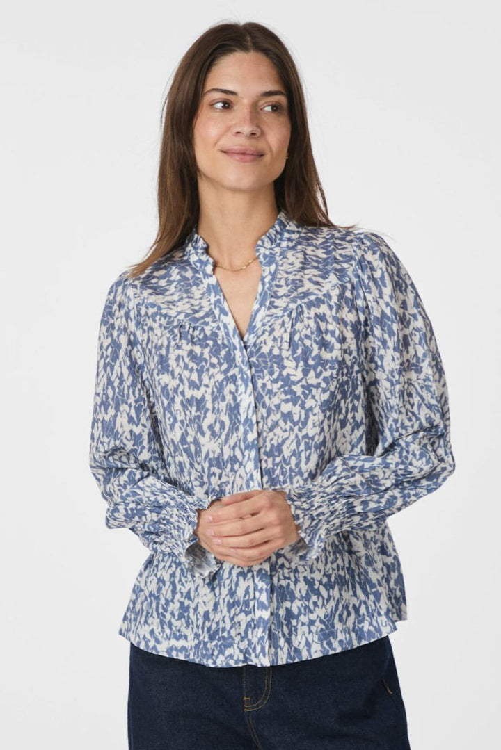 Neo Noir - Astrida Fracture Blouse 166406 - 142 - Dusty Blue