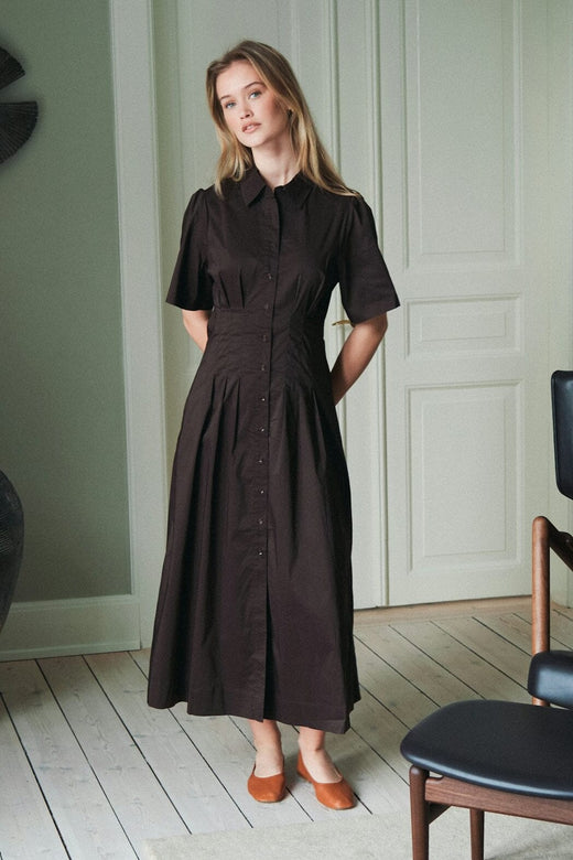 Neo Noir - Baia Poplin Dress 165343 - 584 - Chocolate Brown Kjoler 