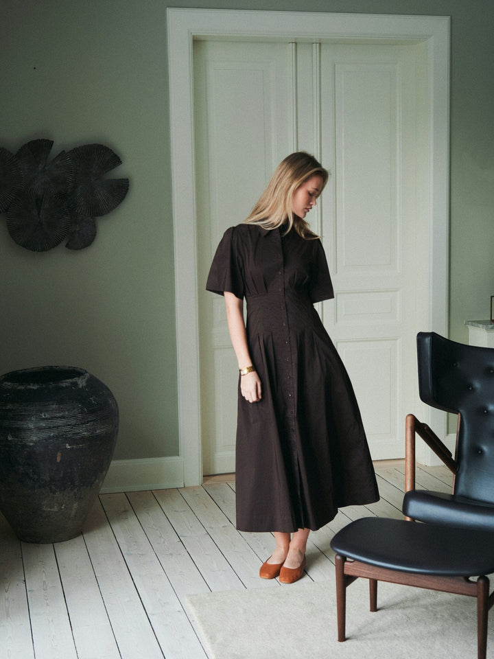 Neo Noir - Baia Poplin Dress 165343 - 584 - Chocolate Brown Kjoler 