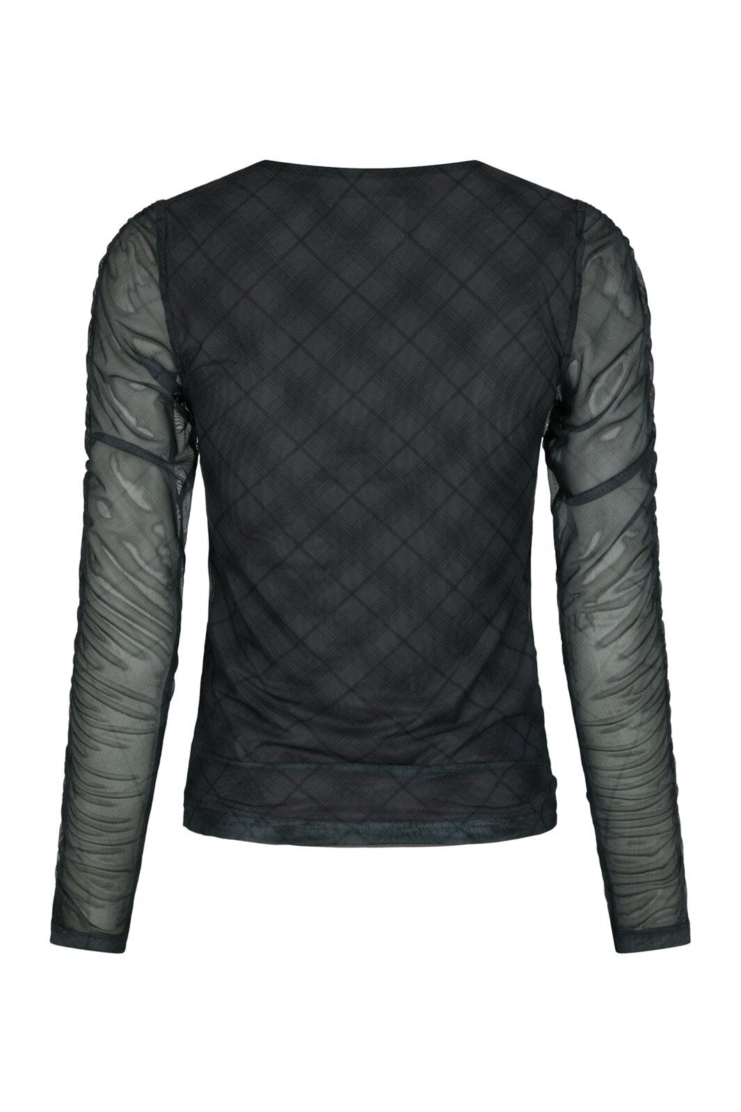 Neo Noir - Bea Check Mesh Blouse 167294 - 104 - Dark Grey
