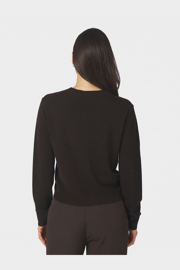 Neo Noir - Bina Wool Knit Cardigan 167771 - 676 - Dark Brown