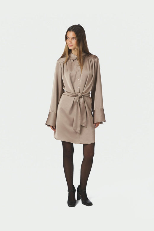 Neo Noir - Biria Heavy Sateen Dress 166792 - 811 - Dark Taupe