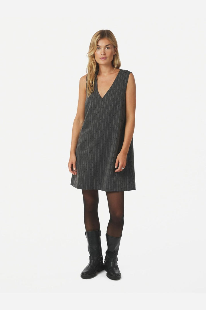 Neo Noir - Caila Mini Dot Dress 167259 - 107 - Dark Grey Melange