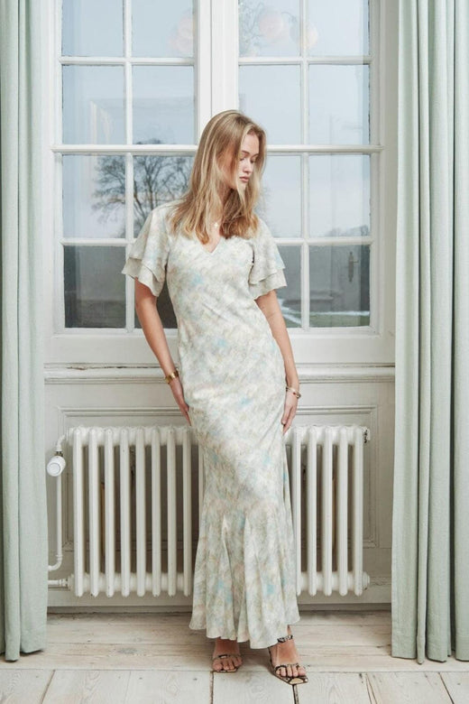 Neo Noir - Celesse Print Chiffon Dress 167704 - 154 - Light Green