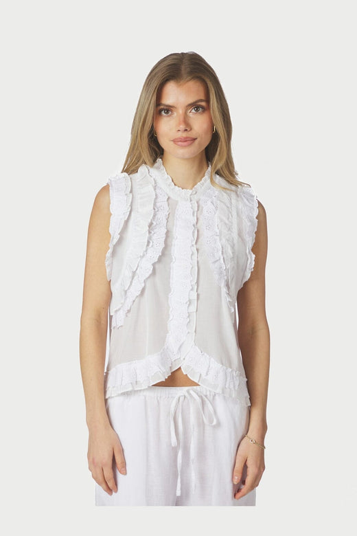 Neo Noir - Celia Ruffle Top 168323 - 120 - White