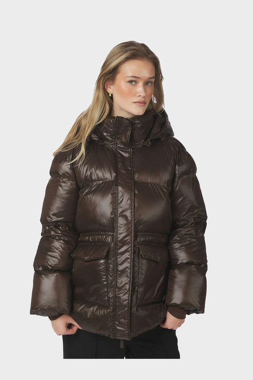Neo Noir - Clotilde Shiny Puffer Jacket 168506 - 584 - Chocolate Brown