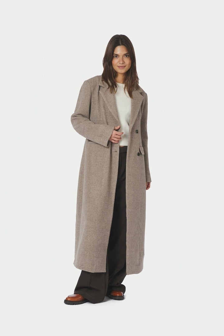 Neo Noir - Corina Herringbone Twill Coat 168545 - 976 - Beige Melange