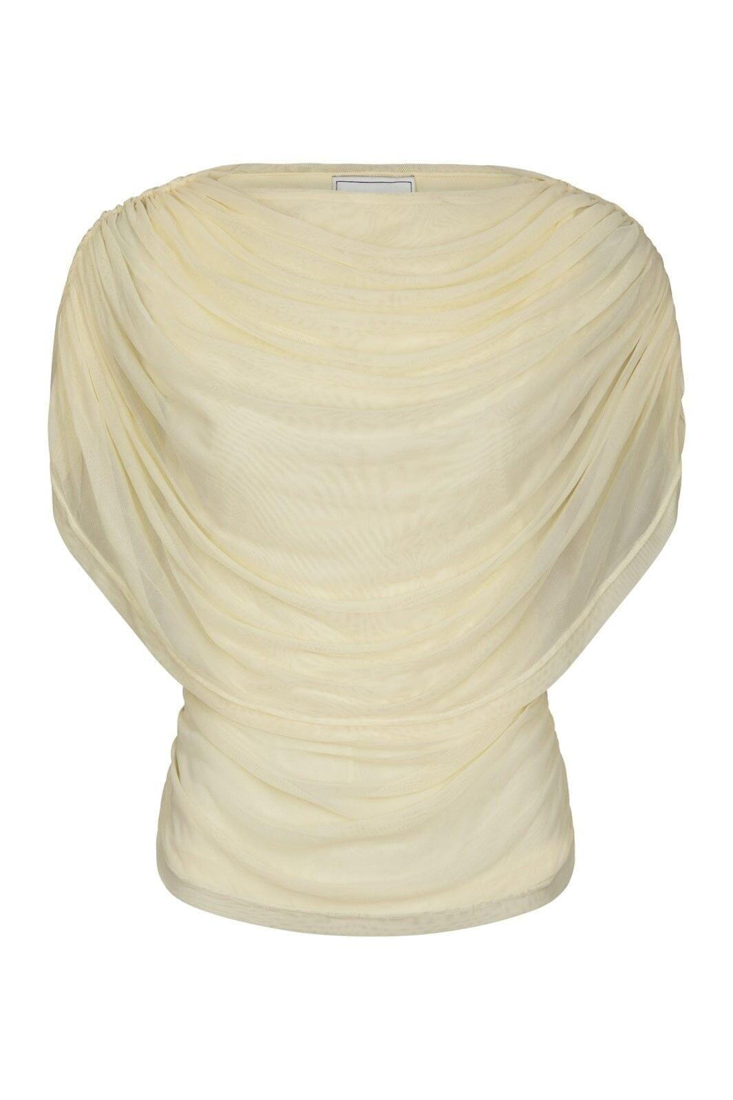 Neo Noir - Cottuna Drapy Mesh Top 167205 - 191 - Light Yellow