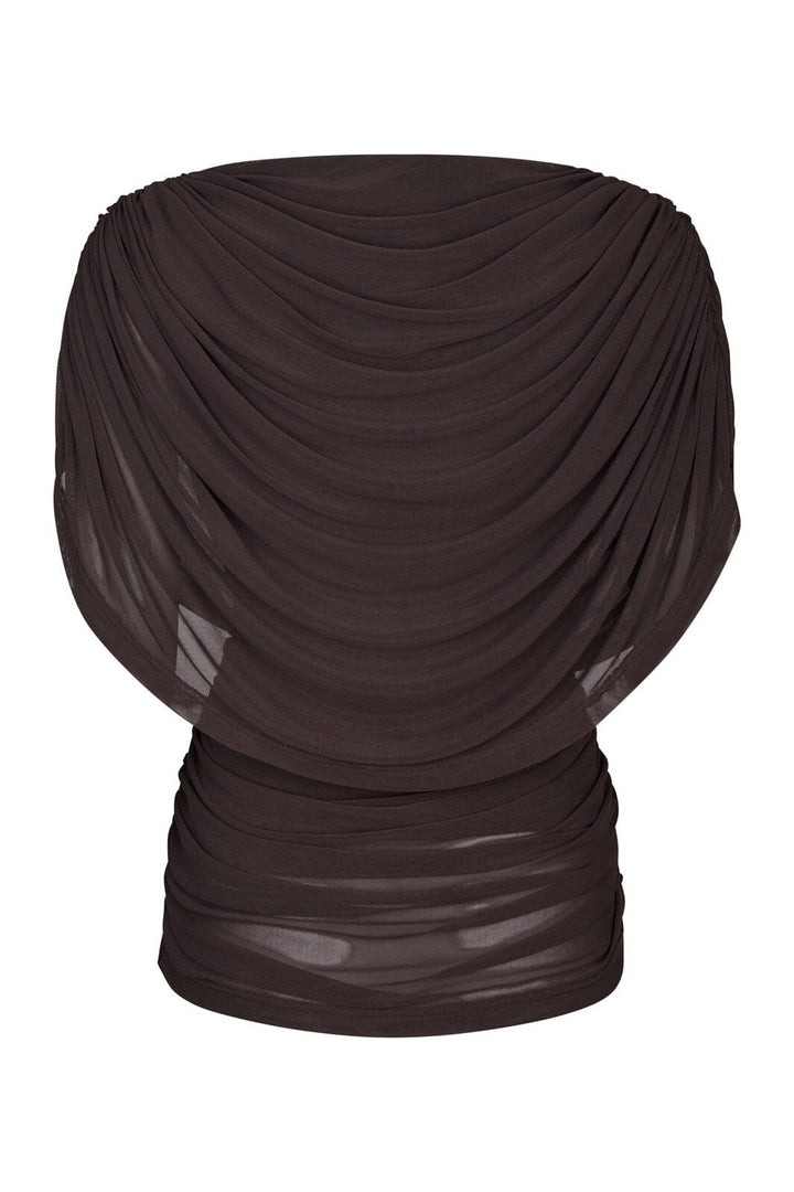 Neo Noir - Cottuna Drapy Mesh Top 167205 - 210 - Brown