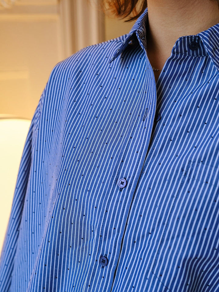 Neo Noir - Dalma B Stripe Stone Shirt 164520 - 678 - Midnight Blue Skjorter 