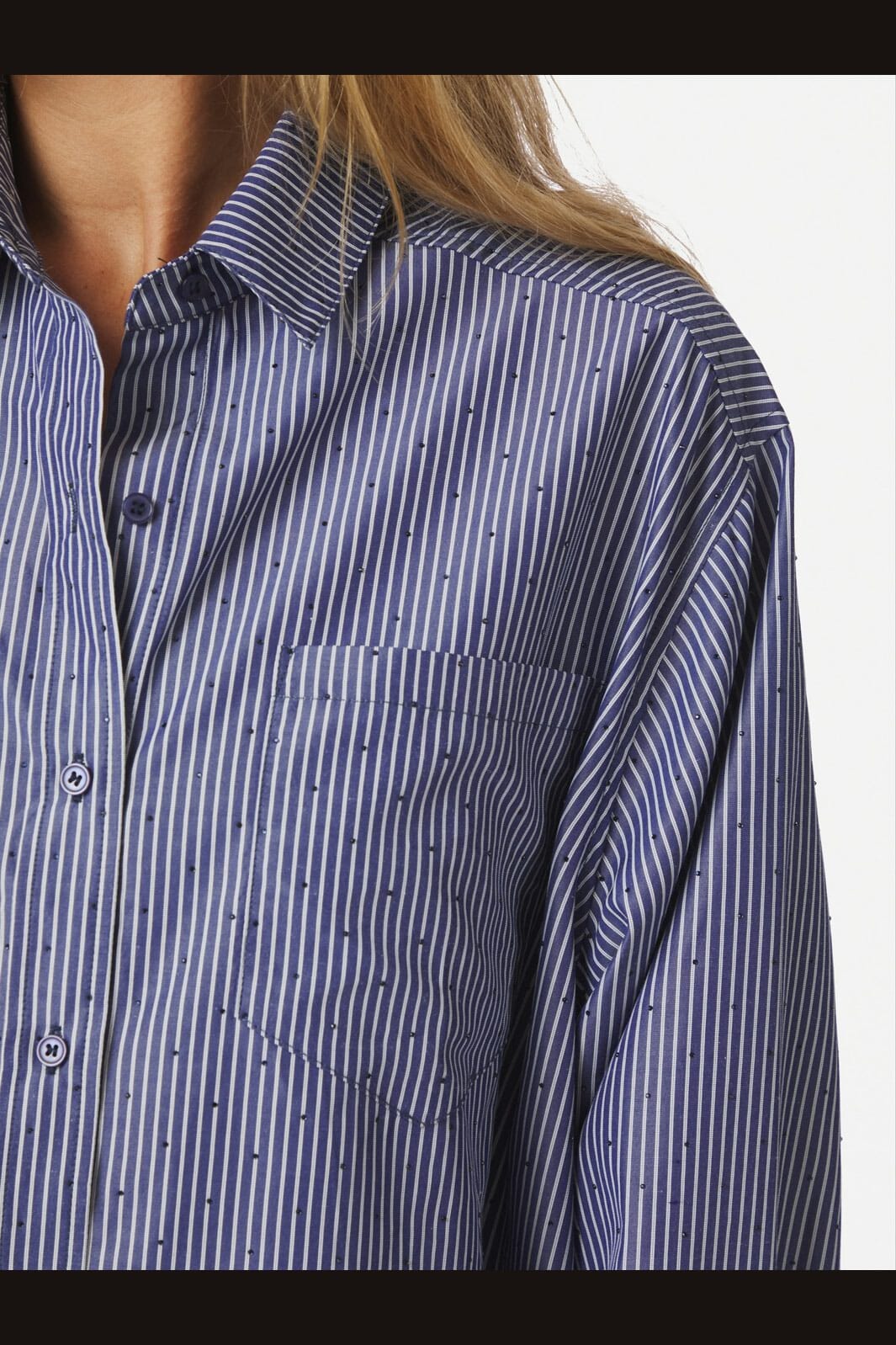 Neo Noir - Dalma B Stripe Stone Shirt 164520 - 678 - Midnight Blue