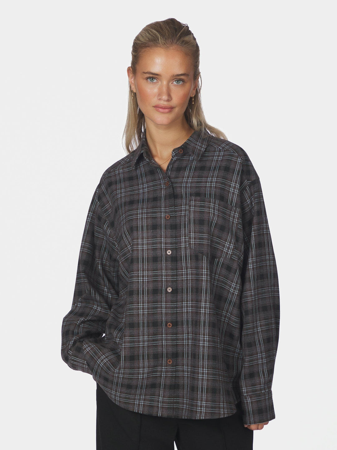 Neo Noir - Dalma Flannel Check Shirt 171678 - 189 - Warm Grey Skjorter 