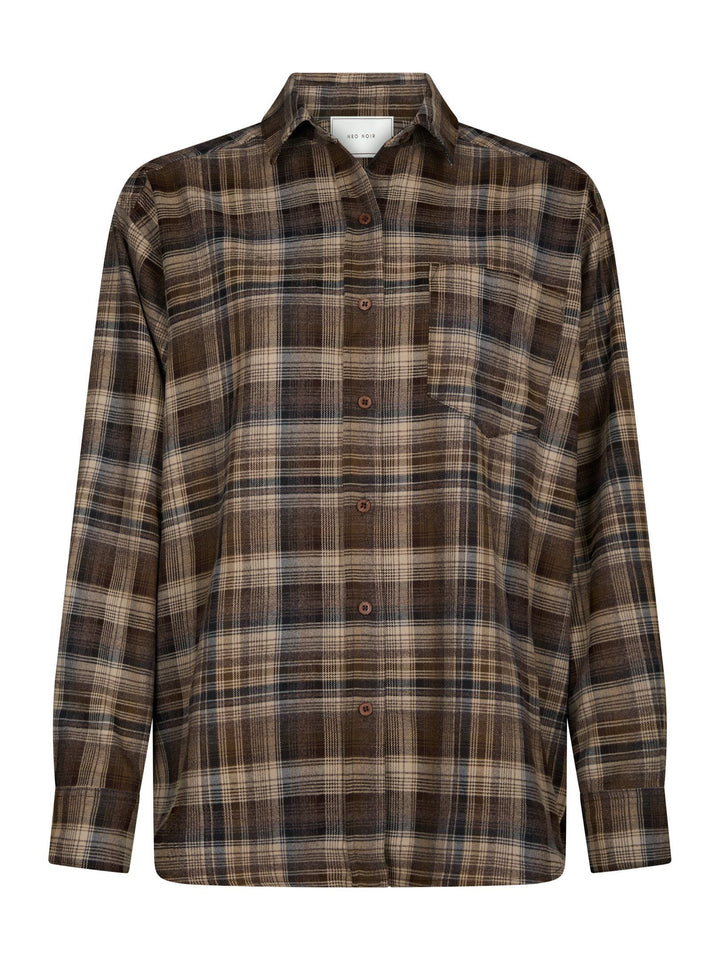 Neo Noir - Dalma Flannel Check Shirt 171678 - 811 - Dark Taupe Skjorter 