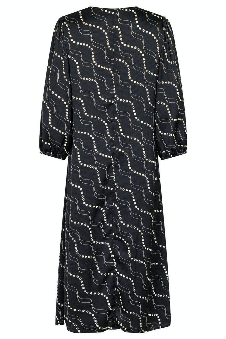 Neo Noir - Delfina Flower Stripe Dress - Black Kjoler 