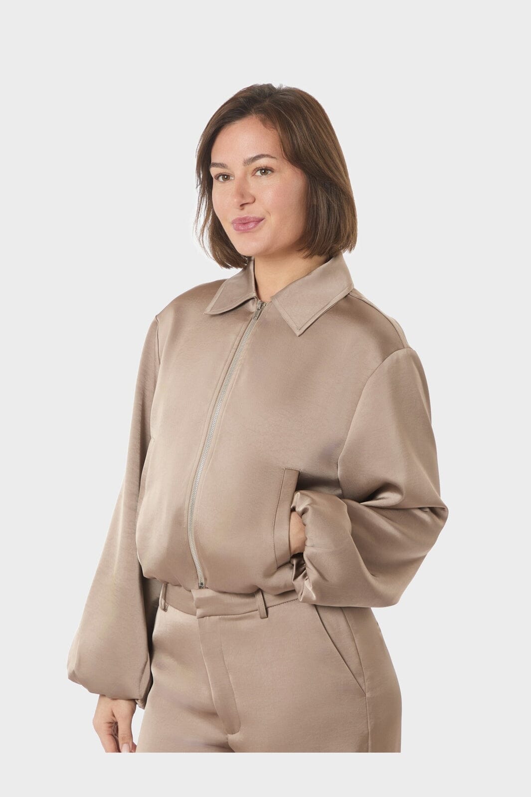 Neo Noir - Denielle Heavy Sateen Jacket 167474 - 811 - Dark Taupe