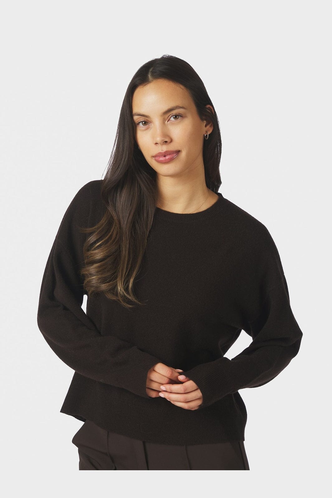 Neo Noir - Detri Wool Knit Blouse 167774 - 676 - Dark Brown