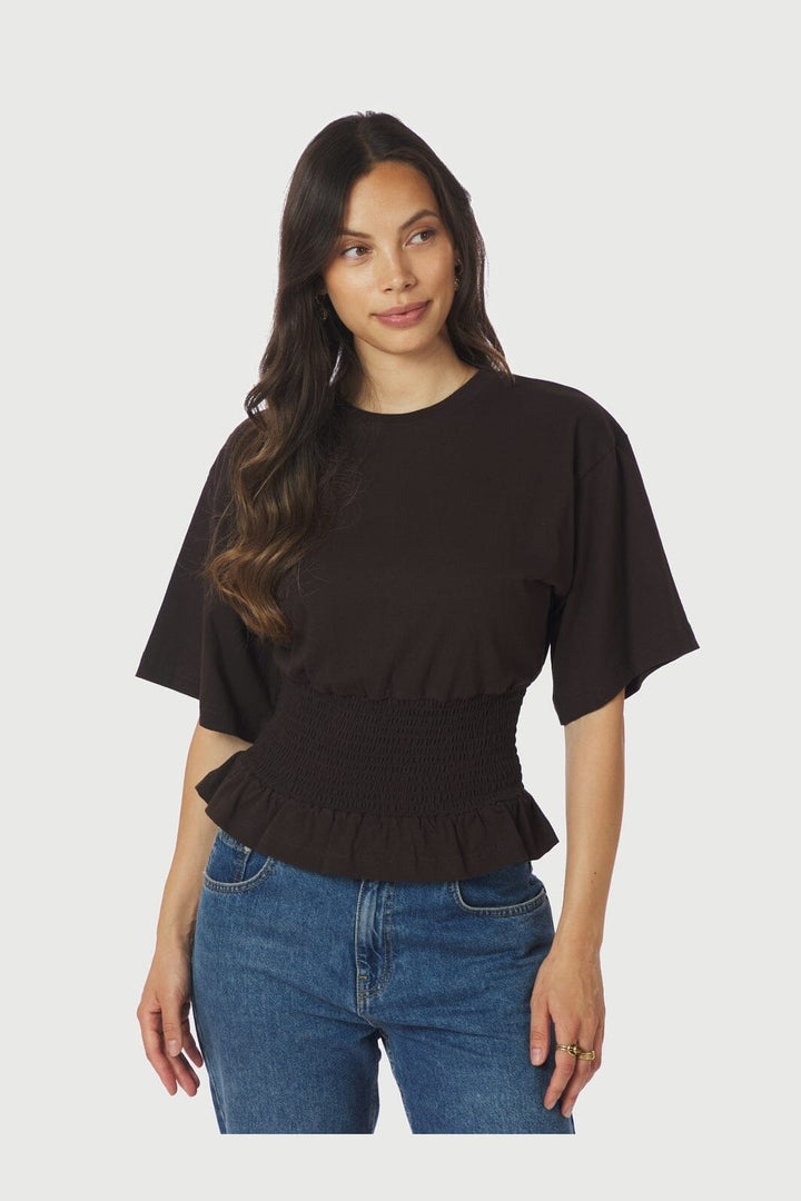 Neo Noir - Dray Boxy Smock Tee 165720 - 676 - Dark Brown