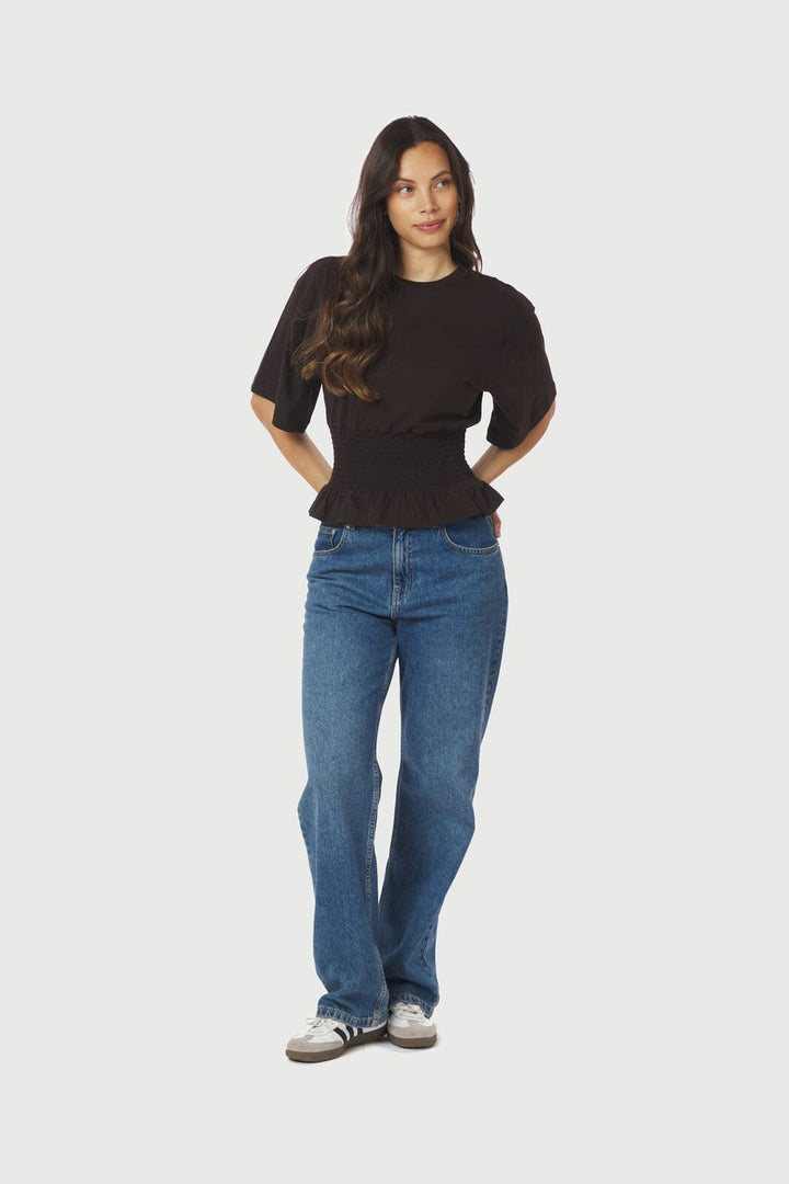 Neo Noir - Dray Boxy Smock Tee 165720 - 676 - Dark Brown