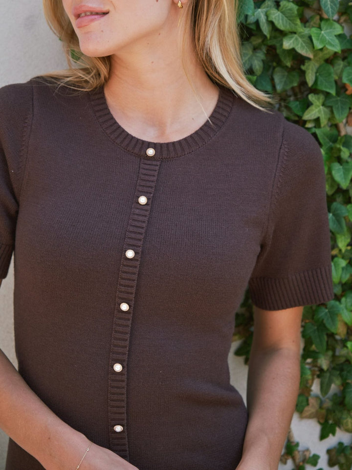 Neo Noir - Elise Knit Dress 163646 - 210 - Brown Strikbluser 