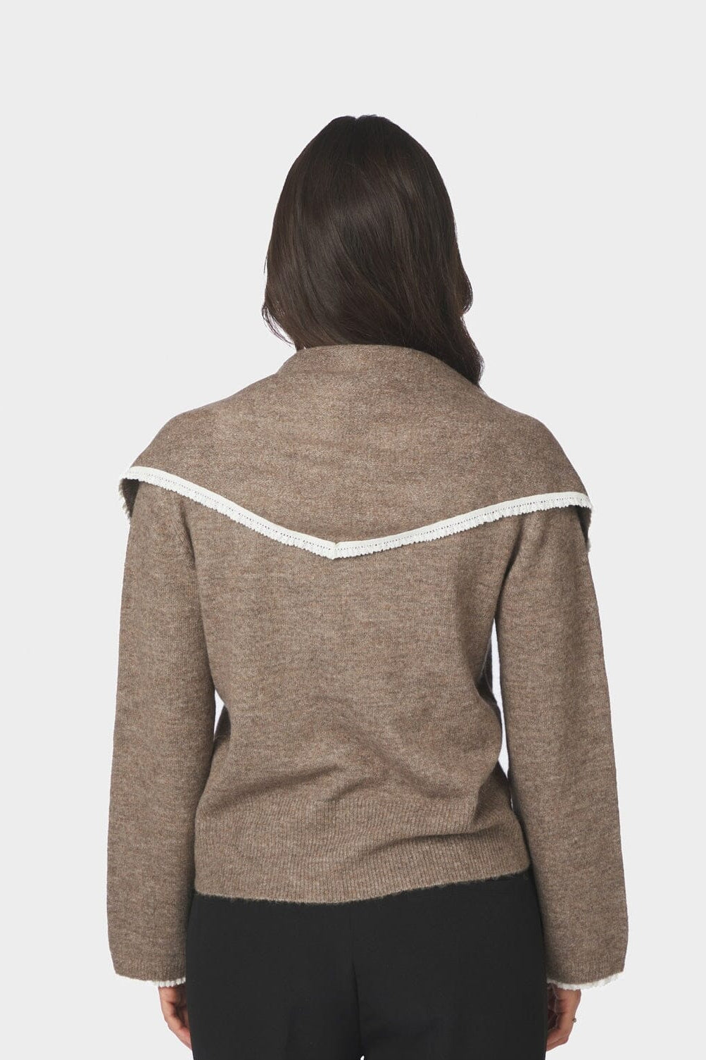 Neo Noir - Eliska Scarf Knit Blouse 170082 - 205 - Brown Melange