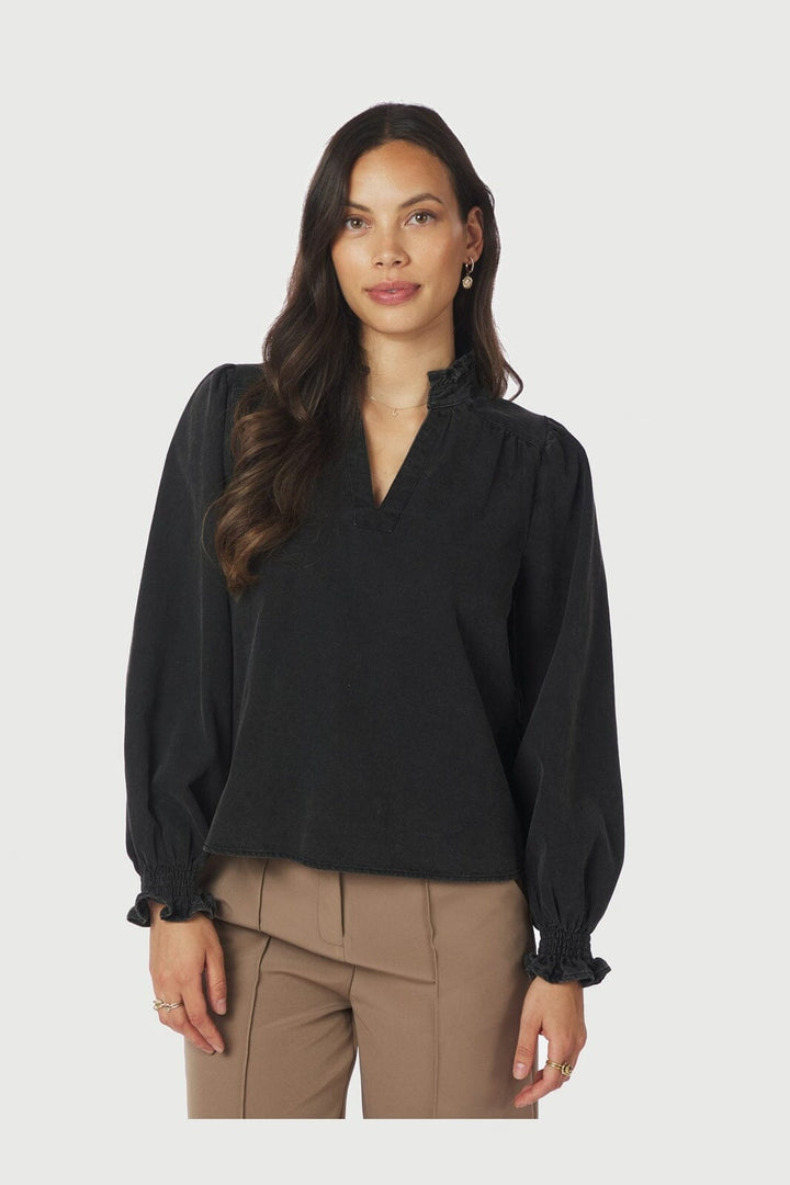 Neo Noir - Emmeline Denim Blouse 164434 - 100 - Black