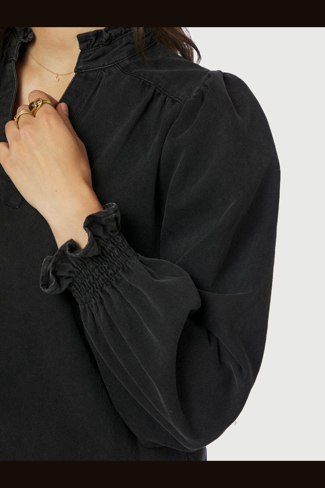 Neo Noir - Emmeline Denim Blouse 164434 - 100 - Black