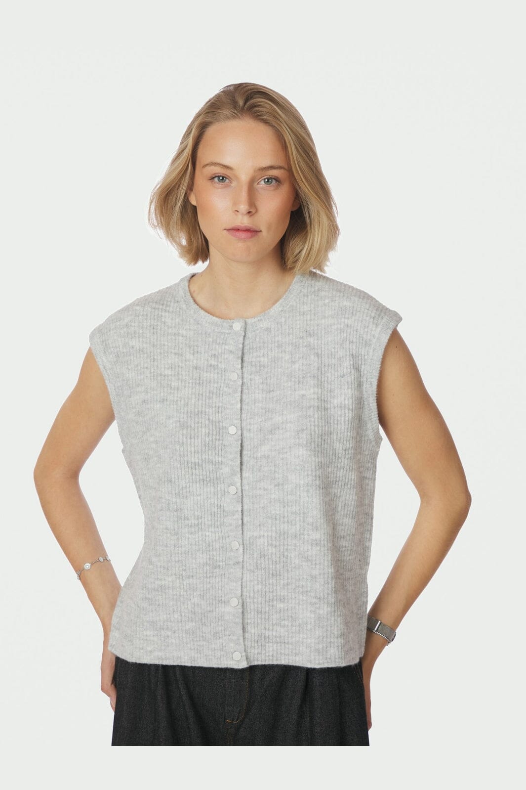 Neo Noir - Everest Knit Vest 164870 - 103 - Light Grey Melange